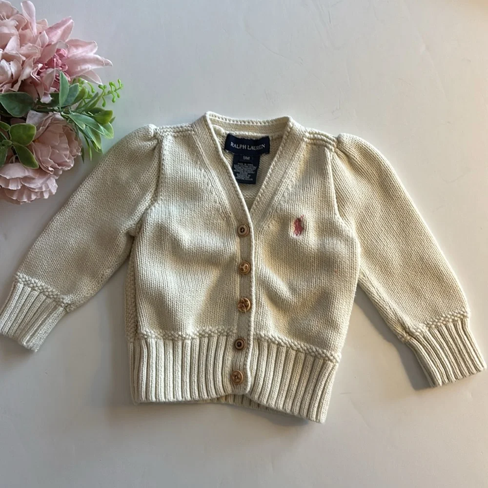 Ralph Lauren Cream Cableknit Cardigan 9M Baby Girl Ralph Lauren Cream Cardigan